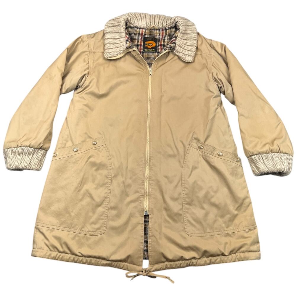 Vintage Fox Run Little Foxes Tan Parka Wool Lined Utility Coat Women’s M